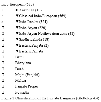 Figure 3: Classification of the Punjabi Language (Glottolog 4.4)