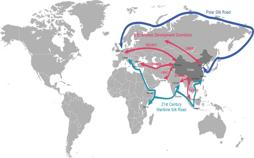 China to Southeast Asia, India, Indonesia, Somalia, Europe, Arab Peninsula, and Egypt through, 'Mari