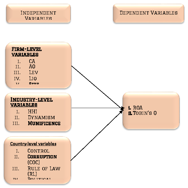 Figure 1. Diagram showing relationship among variables for financial performance