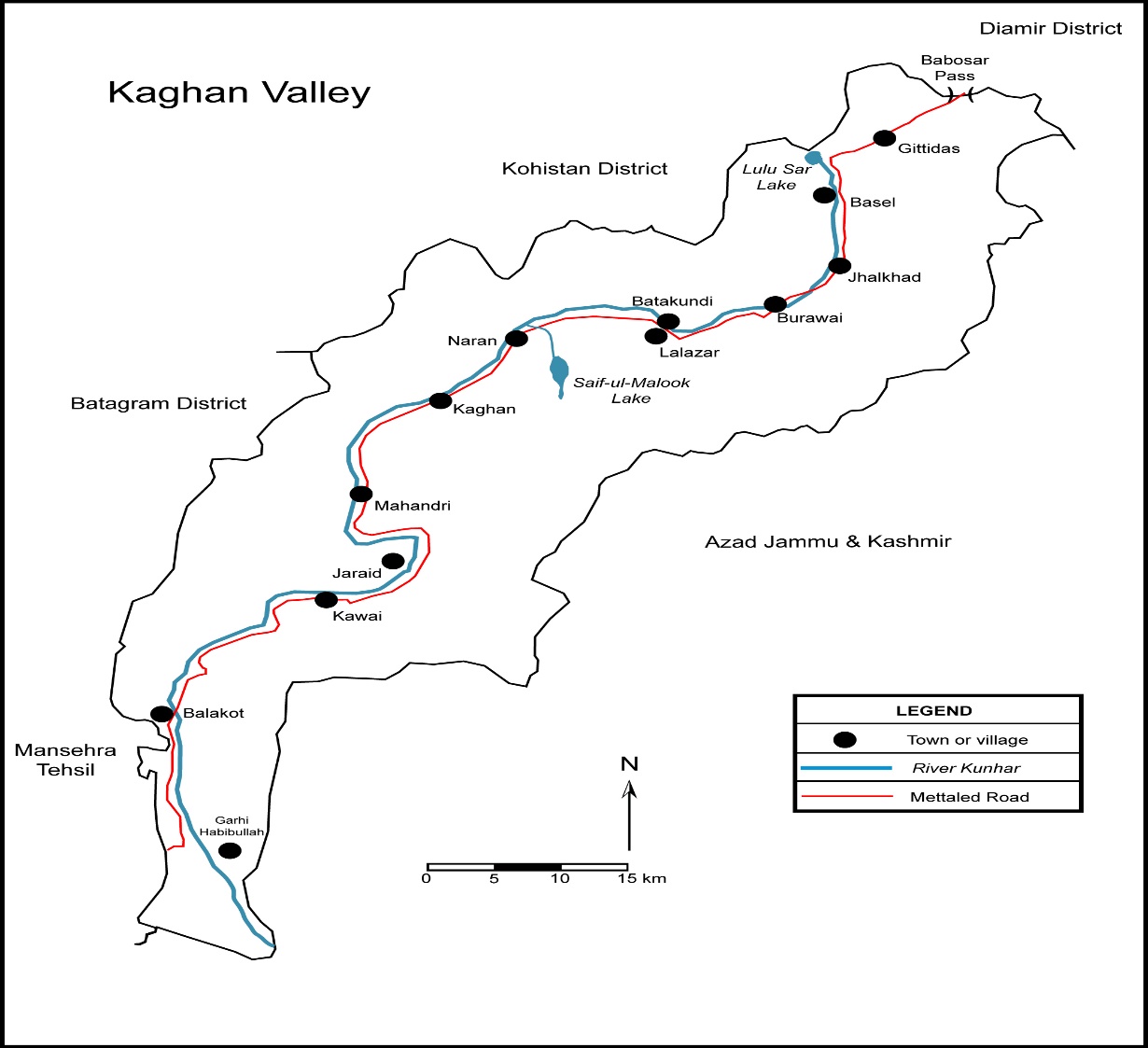 Figure 1. Map of Kaghan Valley