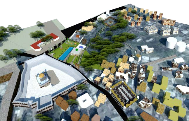 Figure 25: Sketchup generated 3D view of the existing condition of the central zone