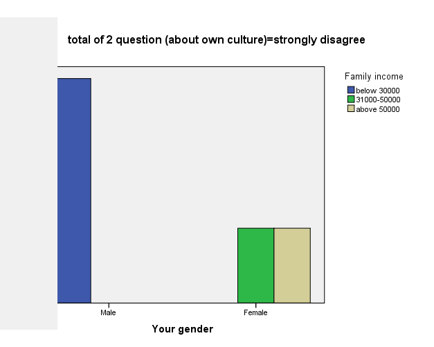 Figure 8. Strong disagreement on own-culture questions by gender and family income