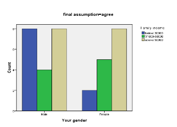 Figure 7. Final assumption = agree, by gender and family income